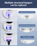 Smart UV Toothbrush Sanitizer Holder with Heat Drying & Motion Sensor – Wall Mounted Travel Hygiene Organizer White