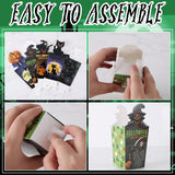 Halloween Popcorn Treat Boxes – 100-Pack Gray Snack Containers (4 Designs: Skeleton, Pumpkin, Cat & Witch)
