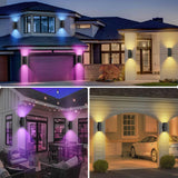 Smart RGB Outdoor Wall Light – Festive Color Changing Up & Down Sconce with Alexa