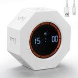 Kaflin Small Rechargeable Pomodoro Timer with Gravity Sensor, 7 Preset Times & Count-Up Mode, Compact Digital Timer for Work, Study & Kitchen – Pearl White