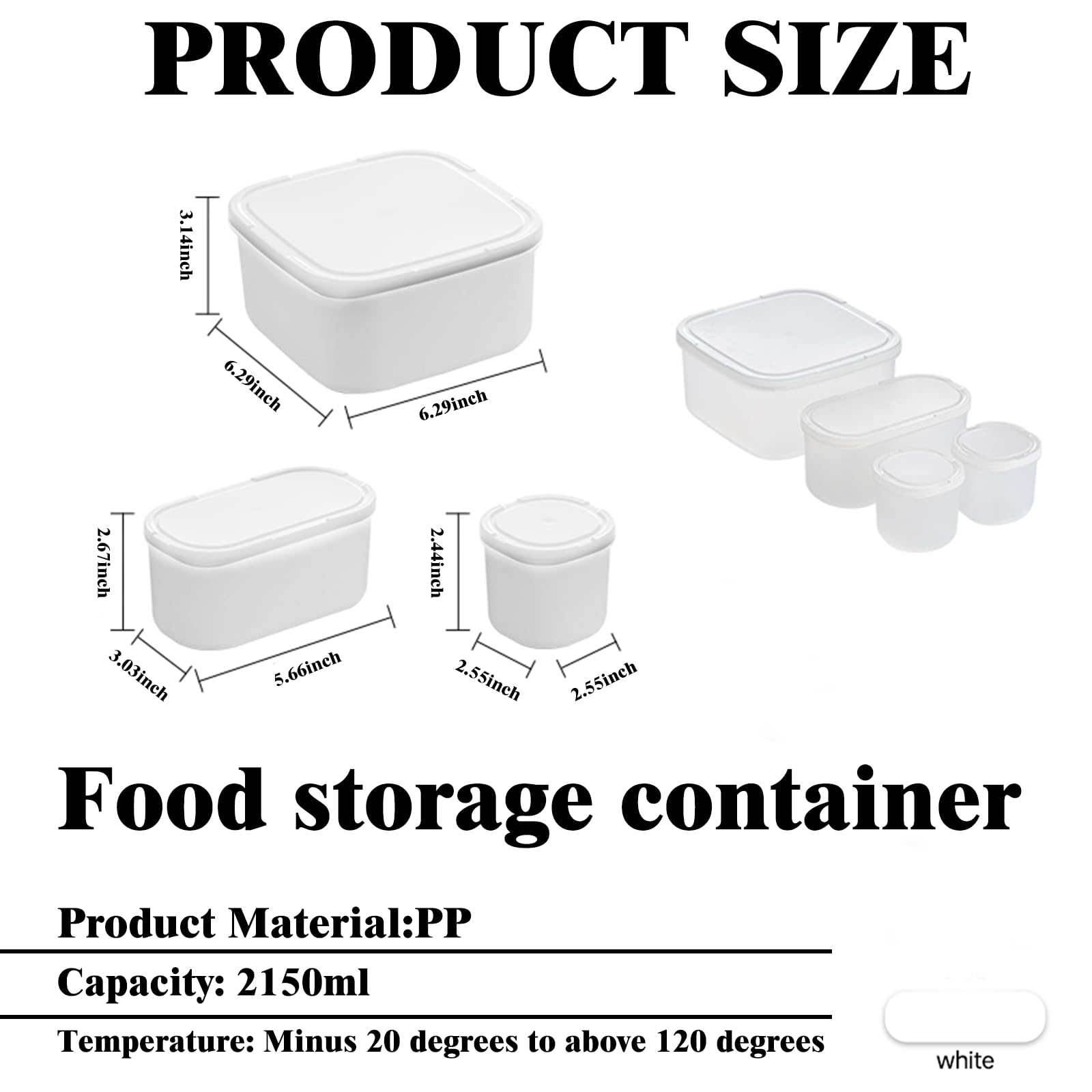 4-Piece Nesting Food Storage Containers Set – Space-Saving Airtight BPA-Free Containers (White Lid / Clear Body)