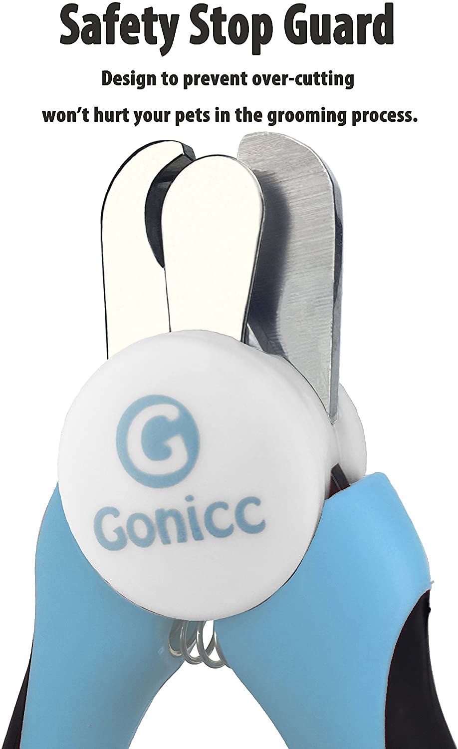 Ergonomic Dog & Cat Nail Clippers with Safety Guard & Hidden Nail File – Blue