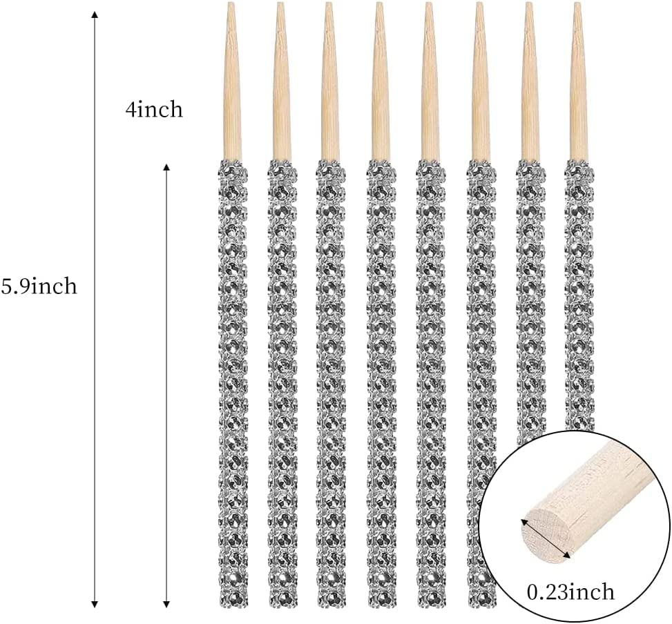 Luxury Candy Apple Stick Kit – 24 Rhinestone Sticks, 24 Bags, Silver Ribbon & Scissors – Black + Silver Caramel Apple Decorating Set
