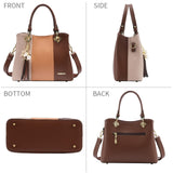 Pomelo Best Women’s Color Block Satchel Handbag – PU Leather Top Handle Tote with Multiple Pockets & Crossbody Strap (Brown Combination)