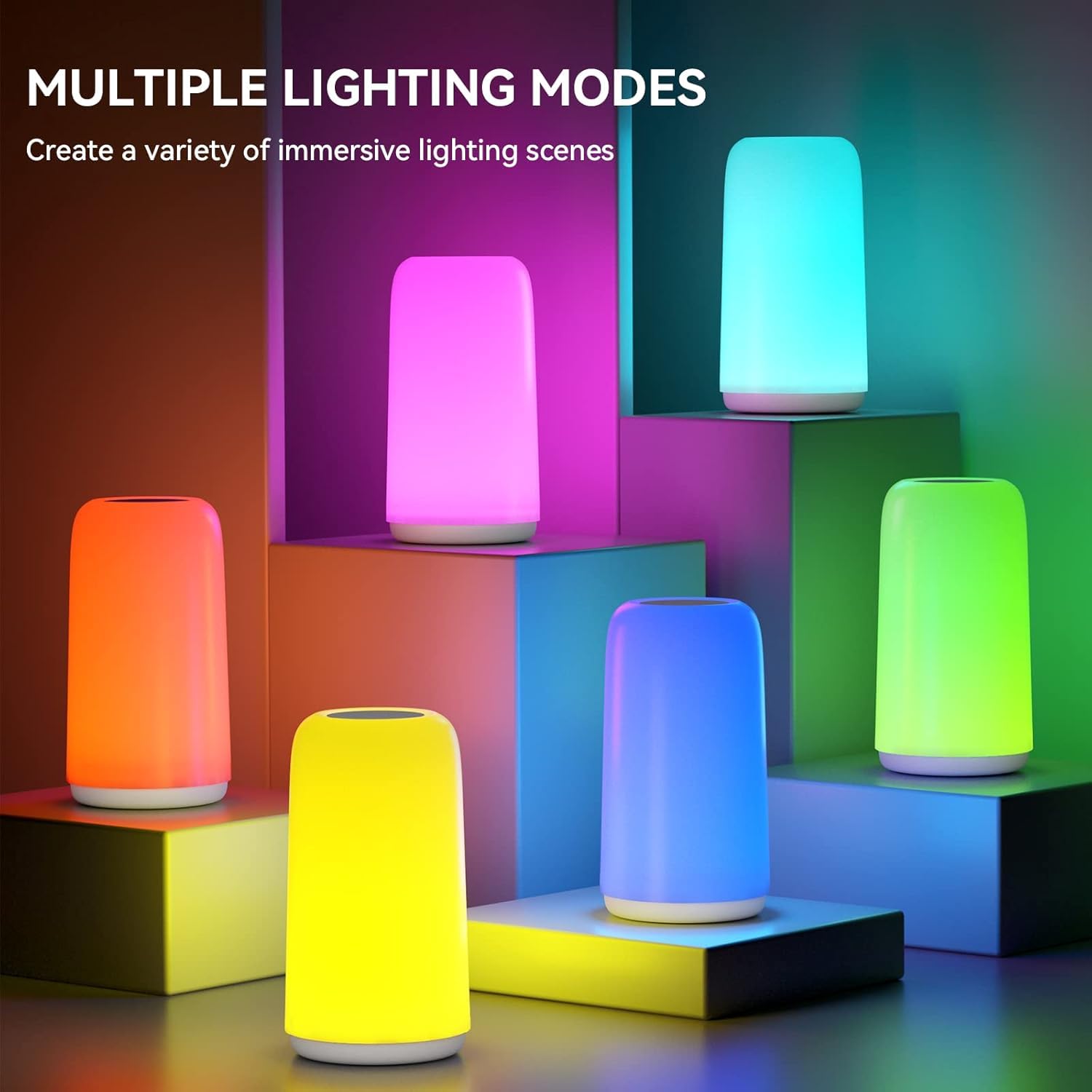 Modern RGB Touch Table Lamp – Dimmable Nightstand Light with Sleep Mode & 3 Brightness Levels