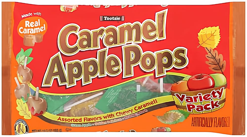 Caramel Apple Pops – 20 Individually Wrapped Lollipops (12.7oz Bag) – Green Apple, Golden Delicious & Red Macintosh Flavors