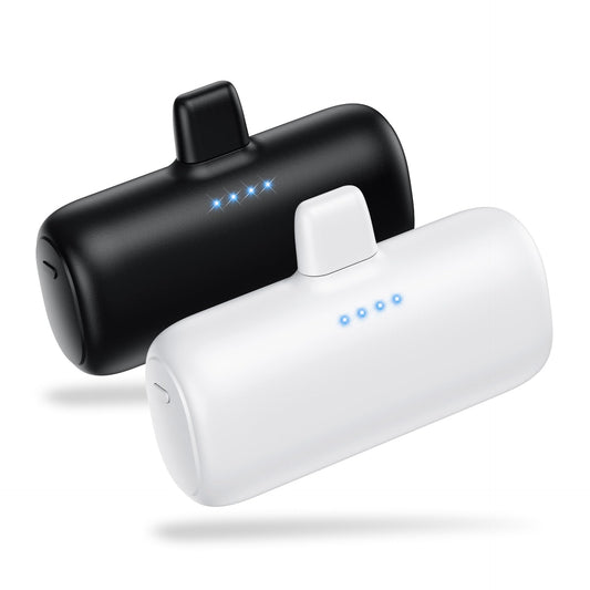 Mini 5200mAh Portable Charger for iPhone – Compact Plug-In Power Bank (2 Pack)