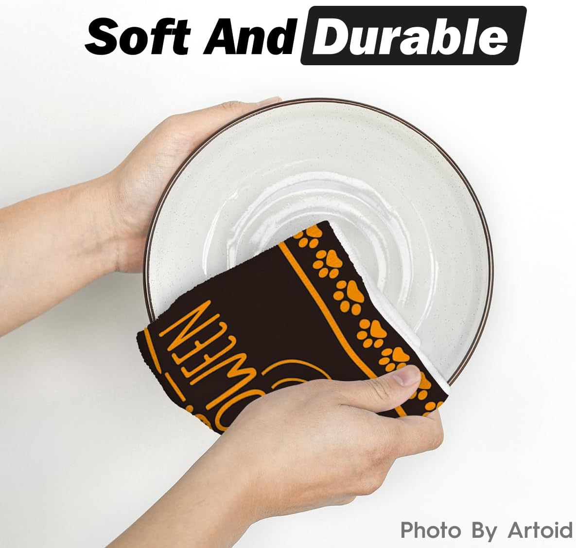 Artoid Mode Halloween Dish Towels – Set of 2 Black Kitchen Tea Towels (18x26") – Soft, Absorbent & Stylish Seasonal Décor