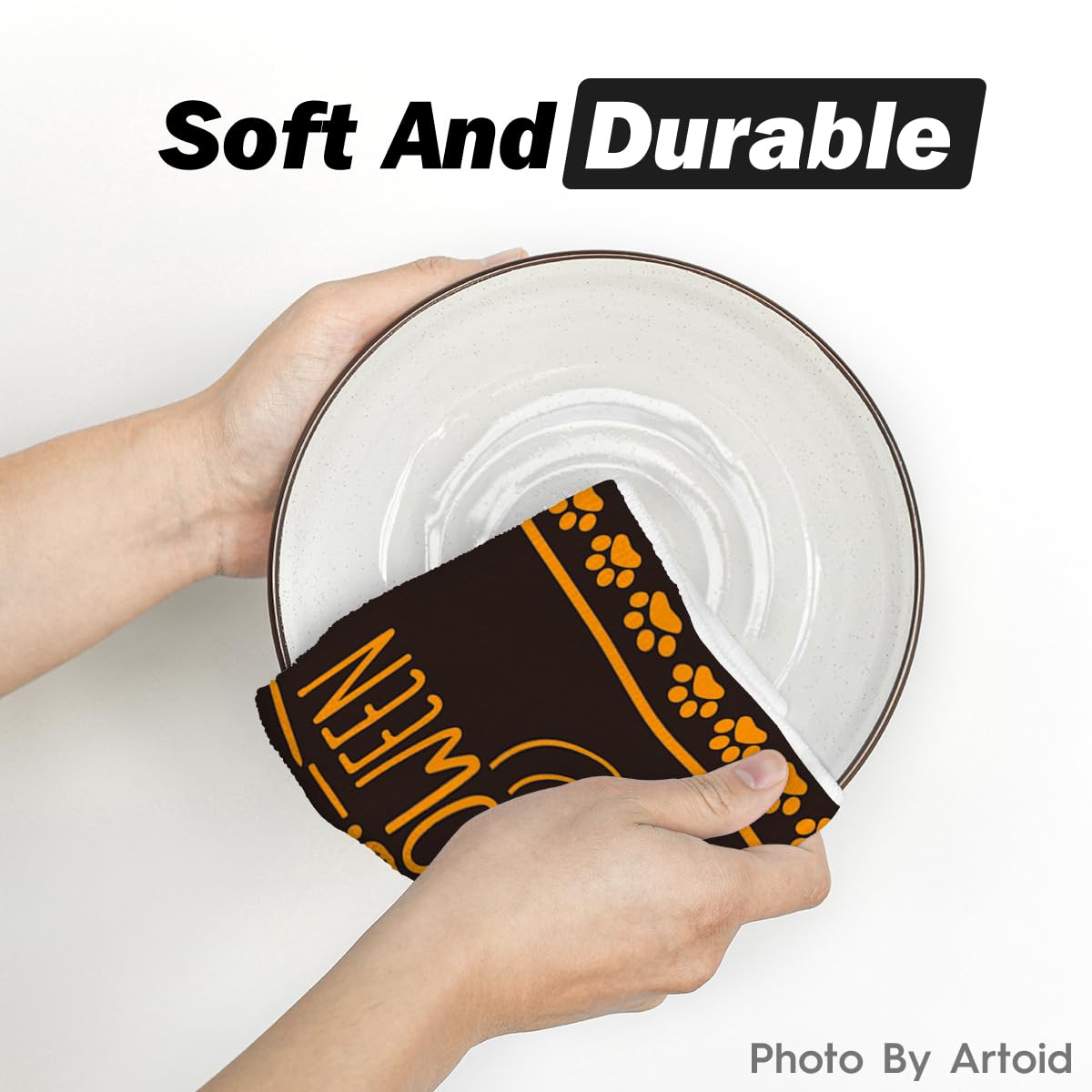 Artoid Mode Halloween Dish Towels – Set of 2 Black Kitchen Tea Towels (18x26") – Soft, Absorbent & Stylish Seasonal Décor