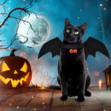 Halloween Bat Wings Costume with Pumpkin Bell for Cats and Small Dogs – Adjustable Pet Harness Outfit