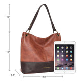 Montana West Hobo Bag for Women – Large Vegan Leather Shoulder Satchel with Contrast Design (Brown)