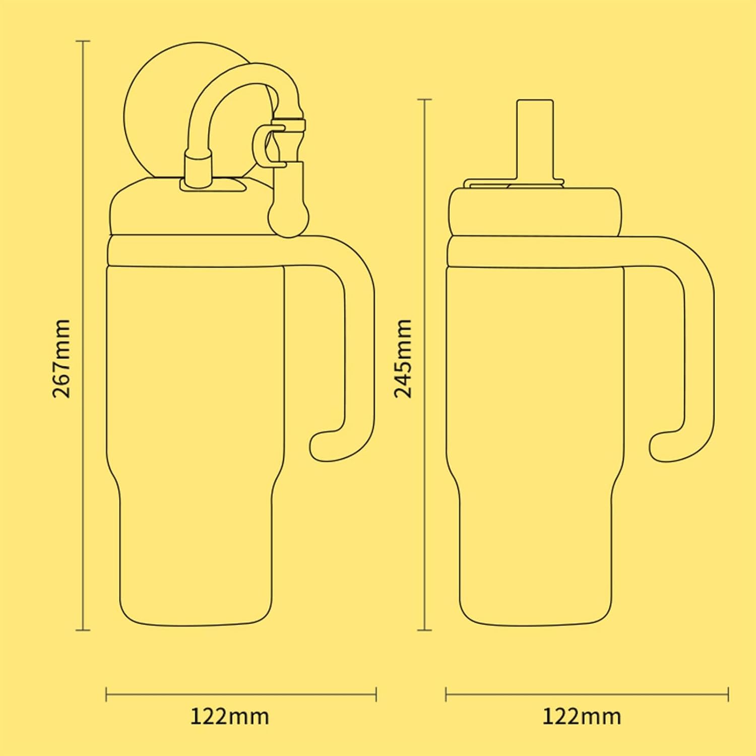 24 oz Insulated Whale Water Bottle with Two Soft Silicone Straws, Leakproof Lid and Handle