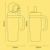 24 oz Insulated Whale Water Bottle with Two Soft Silicone Straws, Leakproof Lid and Handle