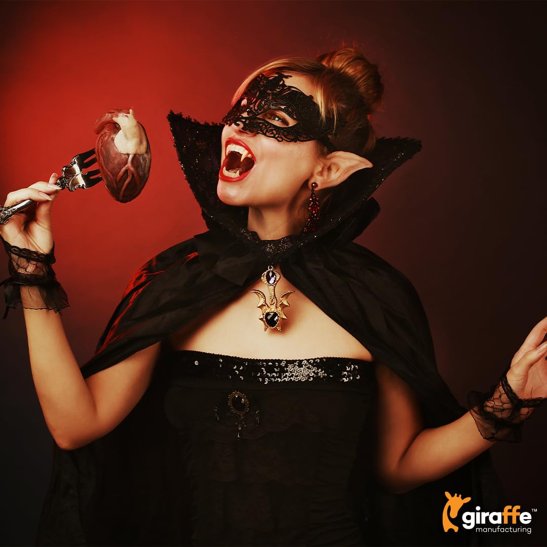 Retractable Vampire Fangs Set – 3 Sizes (13mm, 15mm, 17mm) Non-Toxic Reusable Teeth for Adults & Kids