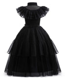 Girls Black Gothic Princess Costume Set – Dress, Belt, Lace Gloves, Hairpins & Accessories