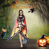 Women’s Butterfly Wings Costume Shawl – Red & Blue Fairy Cape with Antenna Headband for Halloween & Cosplay