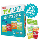 YumEarth Organic Halloween Candy Variety Pack – 20 Snack Bags of Vegan, Gluten-Free & Allergen-Free Fruit Treats 🍎🍋🎃