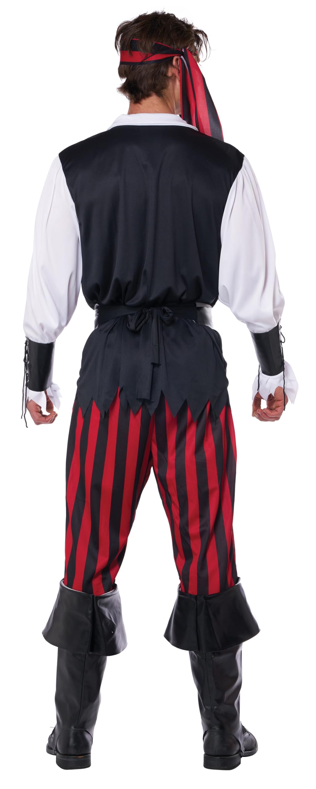 Cutthroat Pirate Costume for Adults – Black, Red & White 6-Piece Halloween Outfit Set