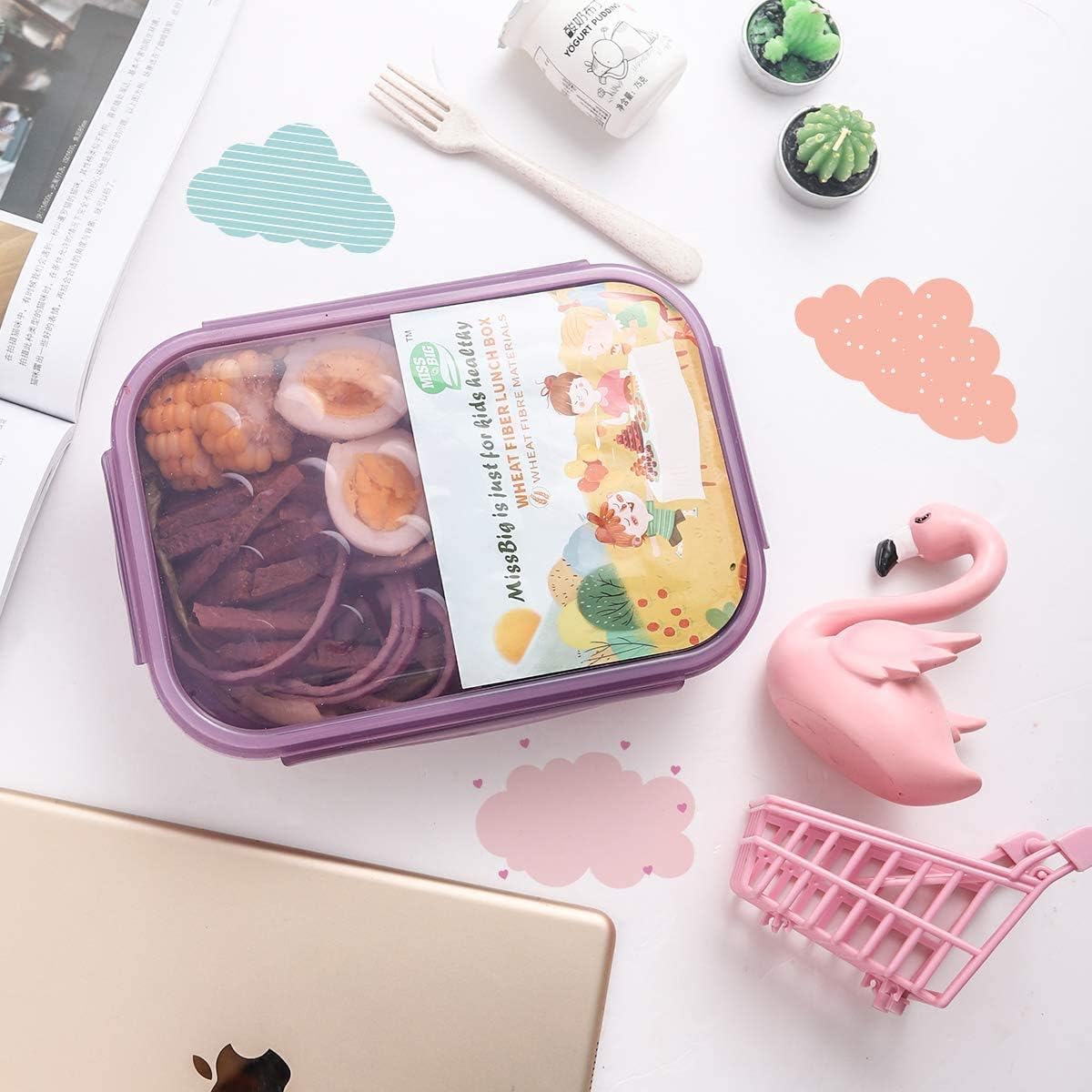 Purple 1150 ml 3-Compartment Bento Lunch Box