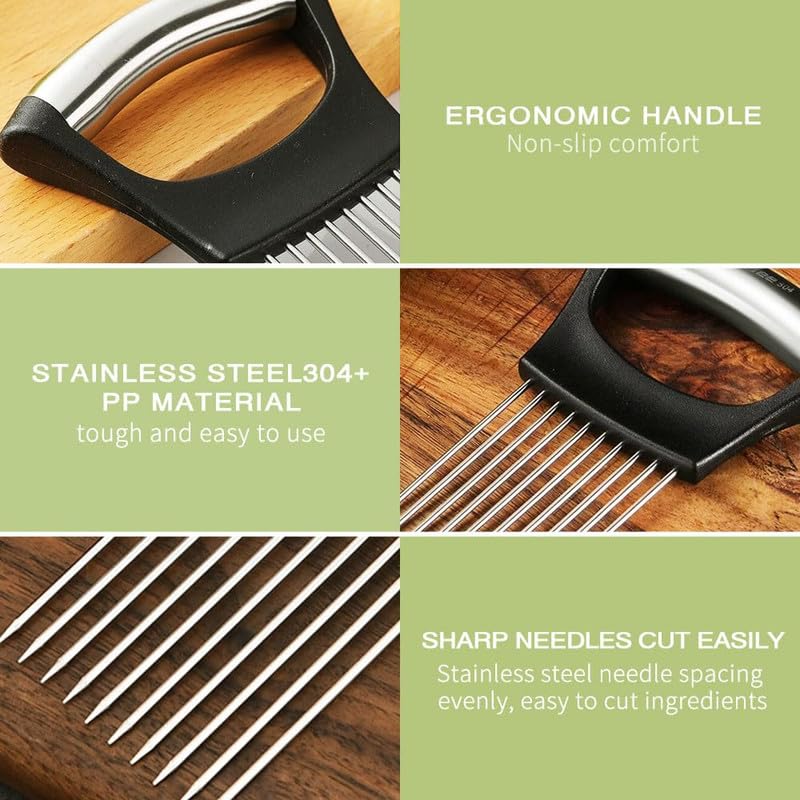 Onion Holder & Slicer Tool – Stainless Steel Prongs, Non-Slip Grip (1 Pack)