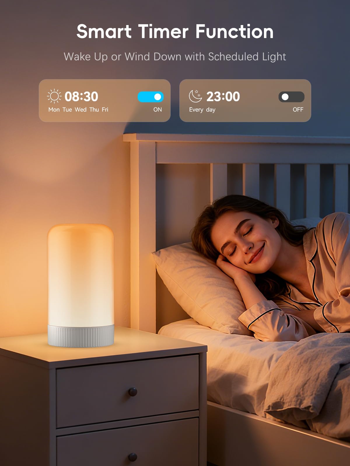 RGBICWW Smart Touch Table Lamp – 16M Colors, 500LM Dimmable Light with Music Sync & App Control