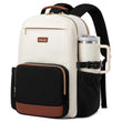 LOVEVOOK Women’s Laptop Backpack with Large Cup Pocket – Waterproof Work & Travel Backpack for 15.6″ Laptop (Beige Black Chestnut Brown)