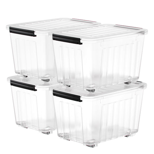 Extra Large Clear Storage Bin with Lid – 72QT / 68L Stackable Plastic Storage Box