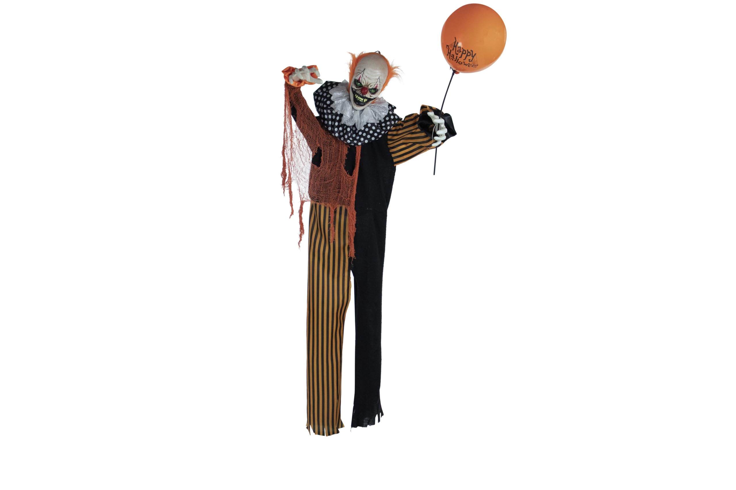 Haunted Hill Farm Life-Size Scary Talking Clown, Halloween Animatronic with Motion and Touch Activated Lights and Sounds, Battery Operated Indoor or Covered Outdoor Halloween Decorations