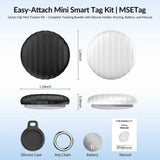 MSEBENT Bluetooth Tracker Tags 2 Pack, Apple Find My Compatible Waterproof Item Locator with Sound Alert – Black & White