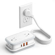 Compact Travel Power Strip with PD 20W USB-C Fast Charging – 7-Device Portable Charger with Flat Plug & Wrap Cord for Hotel, Cruise & Travel