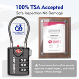 TSA Approved Cable Luggage Locks 2 Pack with Open Alert Indicator, 3 Digit Combination Travel Locks for Suitcases & Backpacks