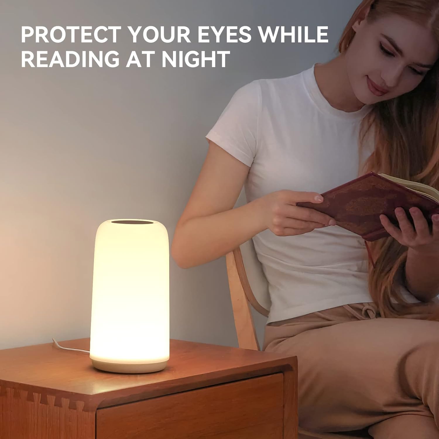 Modern RGB Touch Table Lamp – Dimmable Nightstand Light with Sleep Mode & 3 Brightness Levels
