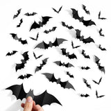 140PCS 3D Black Halloween Bats Wall Stickers – Waterproof PVC Bat Decals for Indoor & Outdoor Spooky Decor