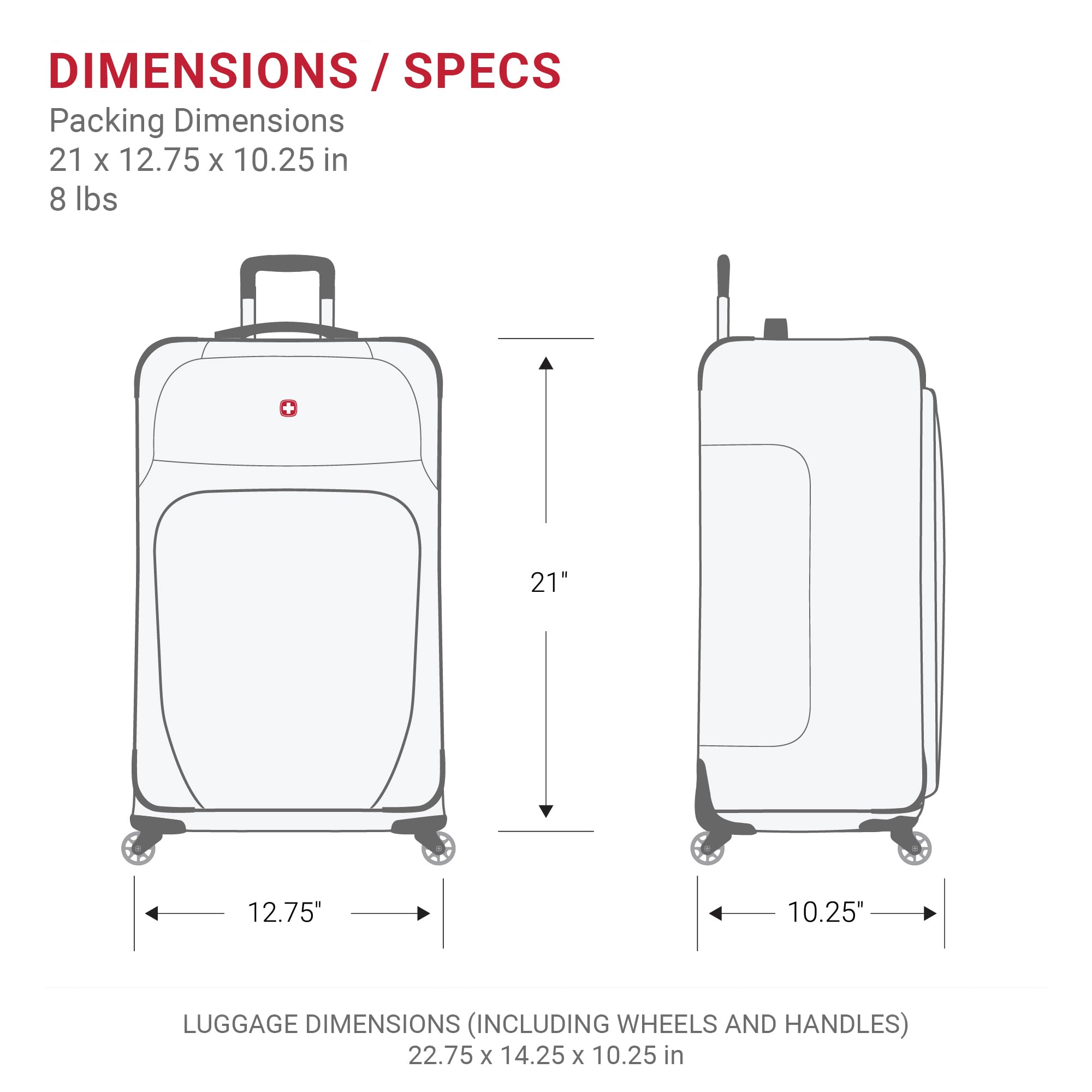 SwissGear Sion Softside Expandable Carry-On Luggage 21”, 360° Spinner Wheels Lightweight Travel Suitcase (Black)
