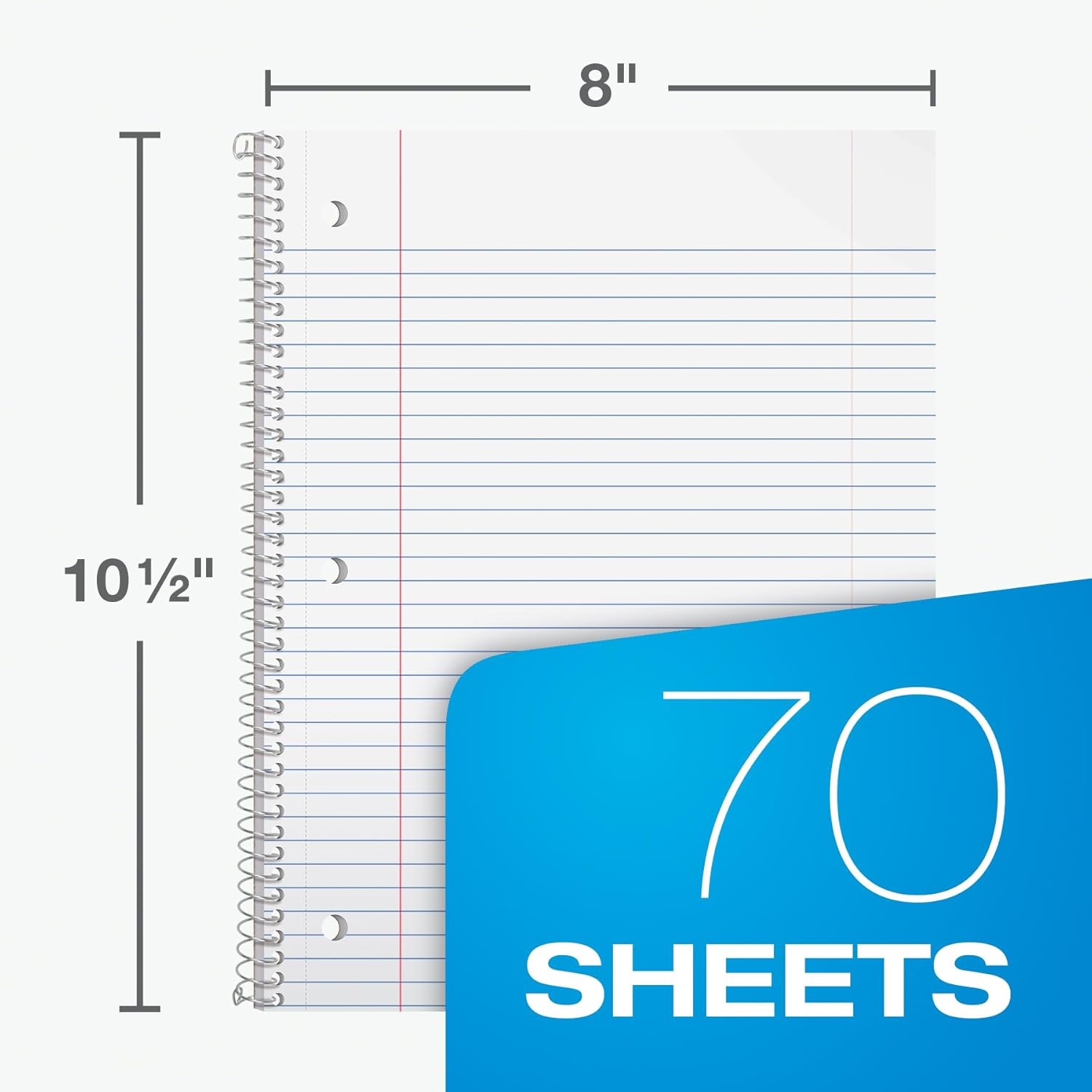 12-Pack College Ruled Spiral Notebooks, 70 Sheets