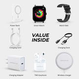 6-in-1 Tech Gift Set with Smartwatch, Magnetic Power Bank & TWS Earbuds – Wireless Charging Gadget Bundle White