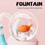 24 oz Insulated Whale Water Bottle with Two Soft Silicone Straws, Leakproof Lid and Handle