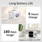 Productivity Timer Cube with Flip Control, Custom Countdown & Count-Up, Silent Vibration Desk Timer for Work, Study & Kitchen – White