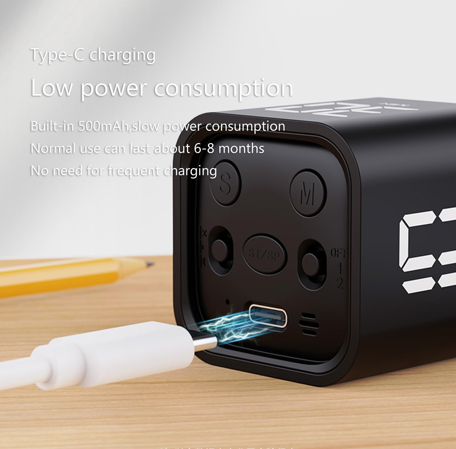Digital Timer Cube with Flip Control, Preset Countdown & Vibration Mode, USB-C Rechargeable Focus Timer for Cooking, Work & Study – Black