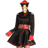 Chinese Zombie Costume for Women – Classic Dynasty-Inspired Halloween Cosplay Set (Robe, Hat, Belt & Rune Strip)