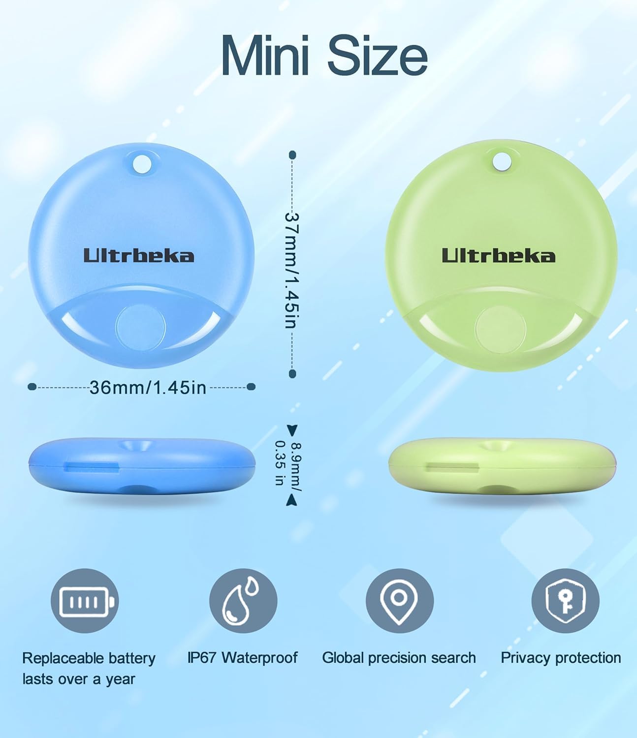 Ultrbeka Apple Find My Compatible Bluetooth Tracker Tags, MFi Certified Smart Item Locator with Sound Alert & Waterproof Design – 4 Pack Multi Color