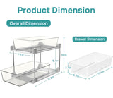 AIYULONG White 2-Tier Pull-Out Bathroom Organizer Set – Slide-Out Drawers with Anti-Sway Tracks for Under Sink & Countertop (2 Pack)