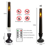 Grey Flameless Taper Candles with Remote – 6-Pack Flickering LED Candles for Weddings, Parties & Home Decor (9.45”)