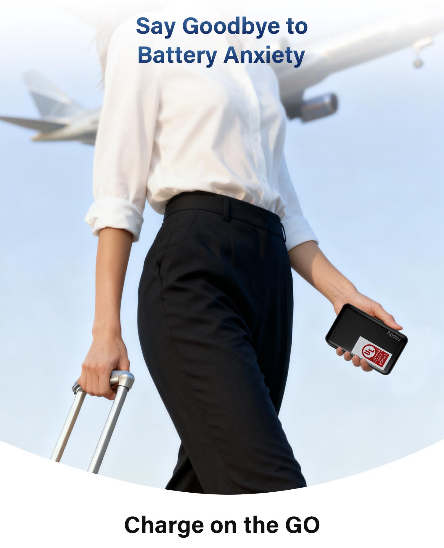 Miady 2-Pack 5000mAh Mini Portable Charger with Built-in Lightning & USB-C Cables, Pocket Power Bank for iPhone, Android & Travel