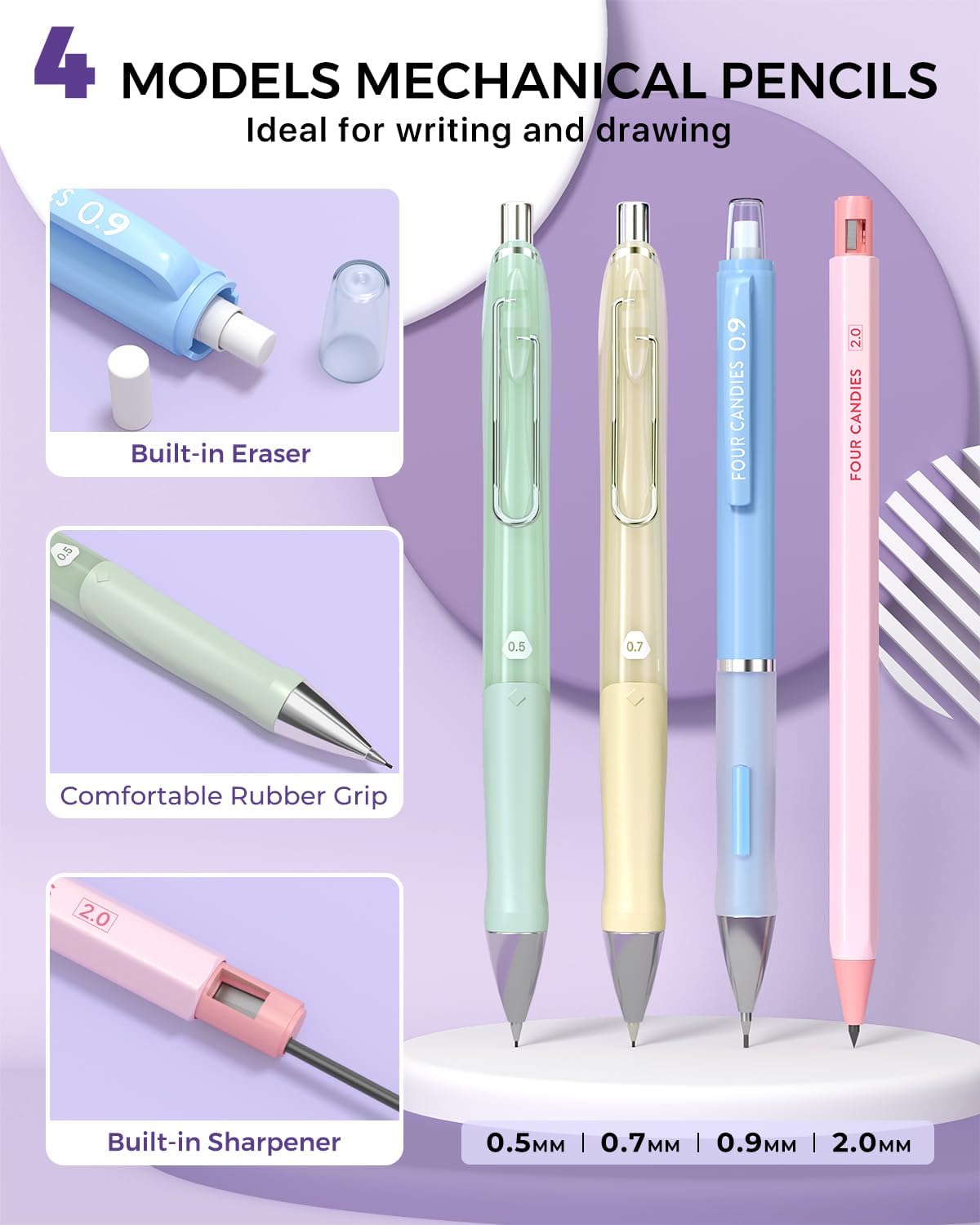 Cream 42-Piece Mechanical Pencil Set with 696 Refills
