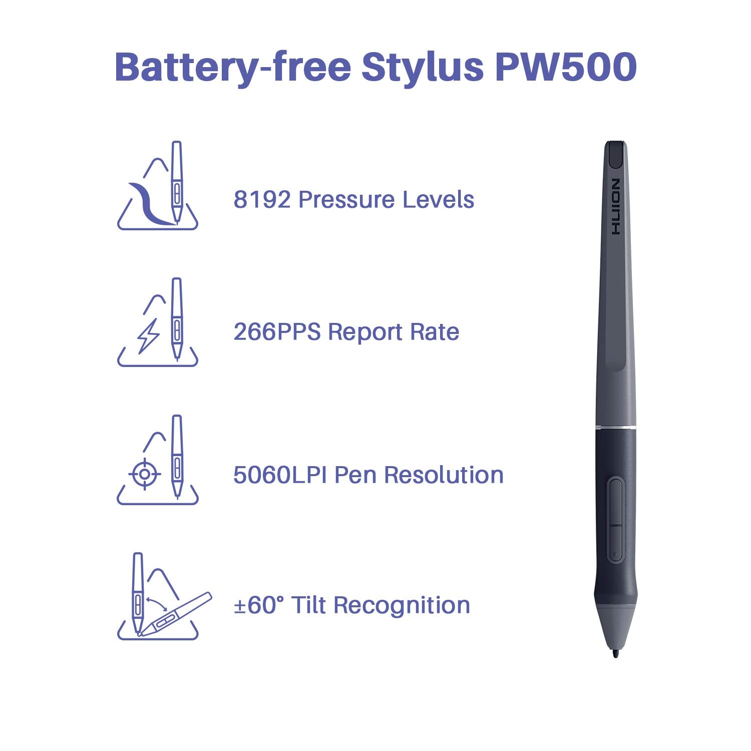 Huion HS611 Graphics Drawing Tablet with Multimedia Keys & Battery-Free Stylus (Space Grey)