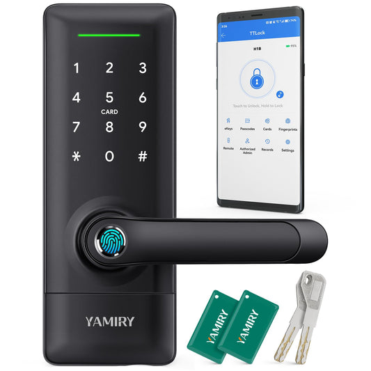 Yamiry Smart Door Lock with Fingerprint, App Control, Keypad & Alexa Support, Keyless Entry Deadbolt for Home & Rental Security