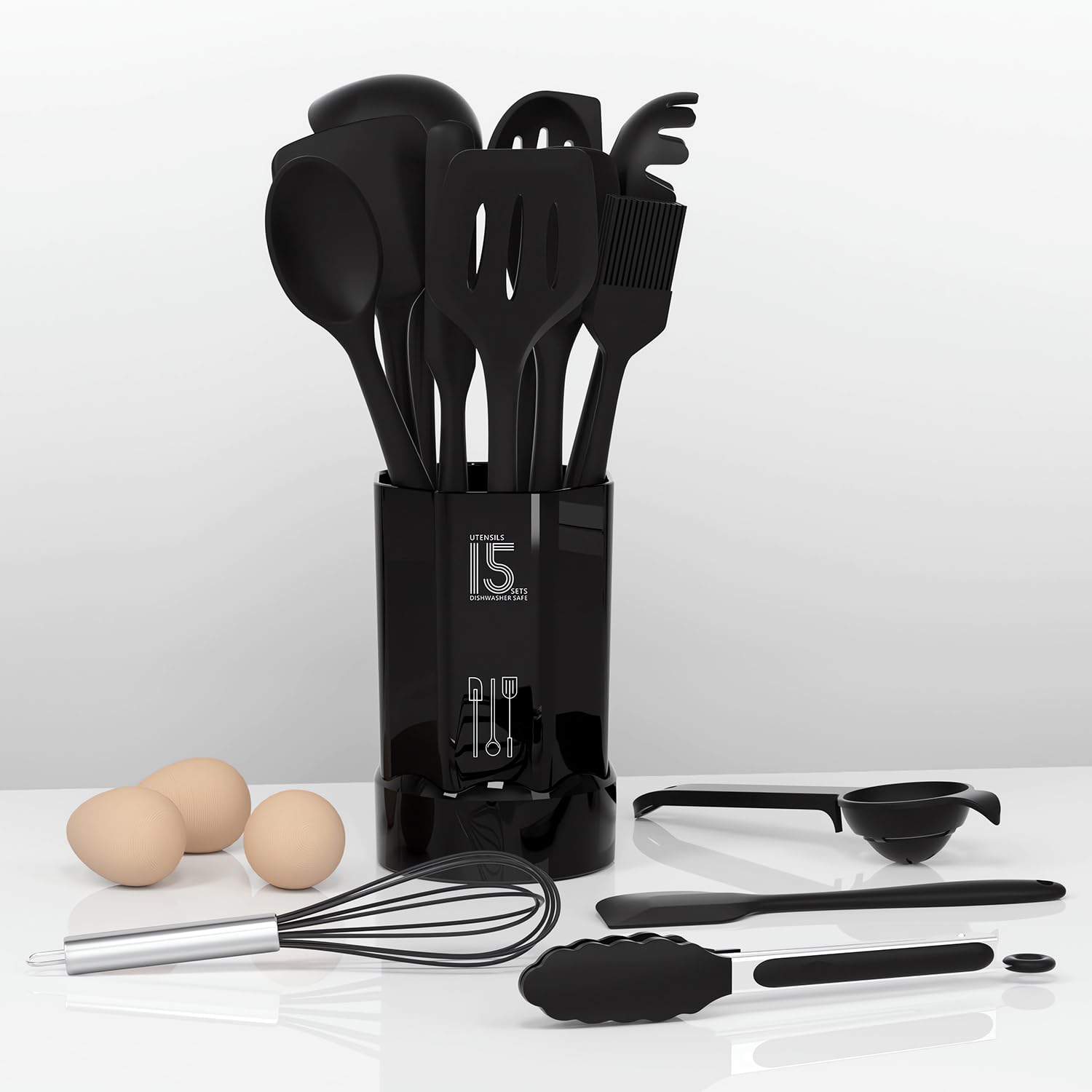 Complete Silicone Kitchen Utensils Set with Holder – BPA-Free, Heat Resistant Cooking Tools