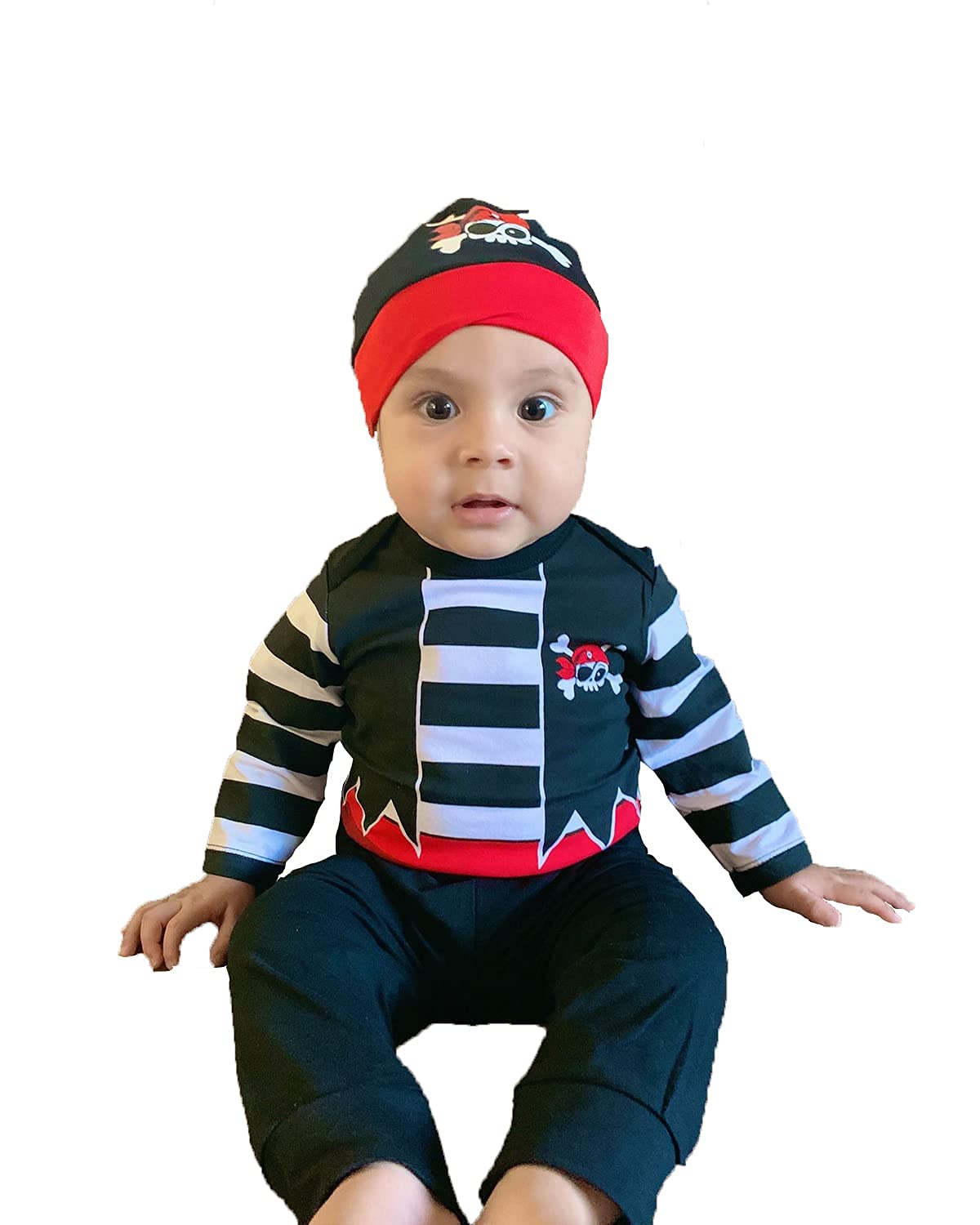 Gray Baby Pirate Costume – Soft Cotton Romper Set with Pants and Hat for Halloween, Fall & Daily Wear