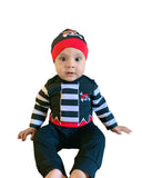 Gray Baby Pirate Costume – Soft Cotton Romper Set with Pants and Hat for Halloween, Fall & Daily Wear